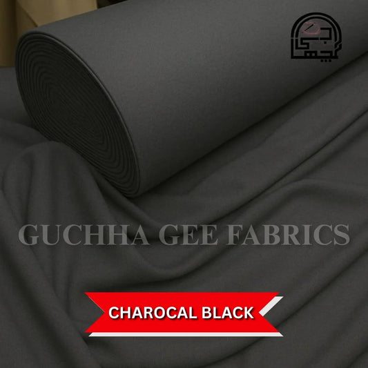 Executive Wash & Wear Boski -Charcoal Black (5 Meter) - Guchha Gee Fabrics